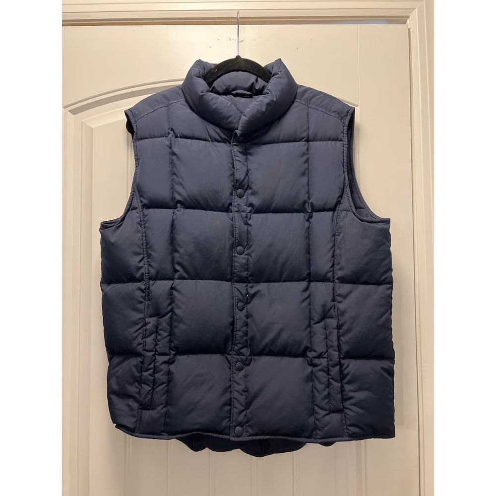 Lands’ End Men’s Snap Button Sleeveless Lightweight Puffer Vest Size M Blue